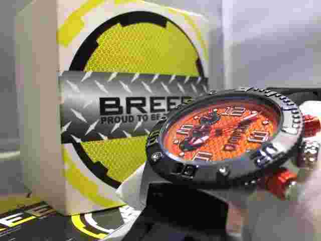 BREED Grand Prix Chronograph Orange Dial Black Silicone Men's Watch 3904