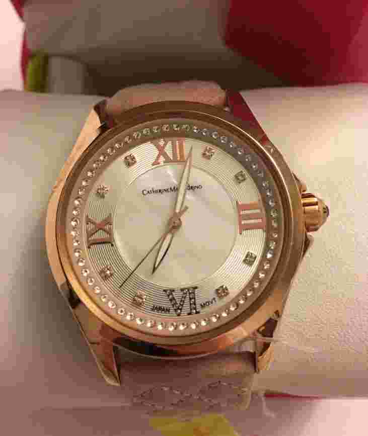 CATHERINE MALANDRINO Wristwatch Watch PINK Roman Numeral CM9901RG264-302 NIB
