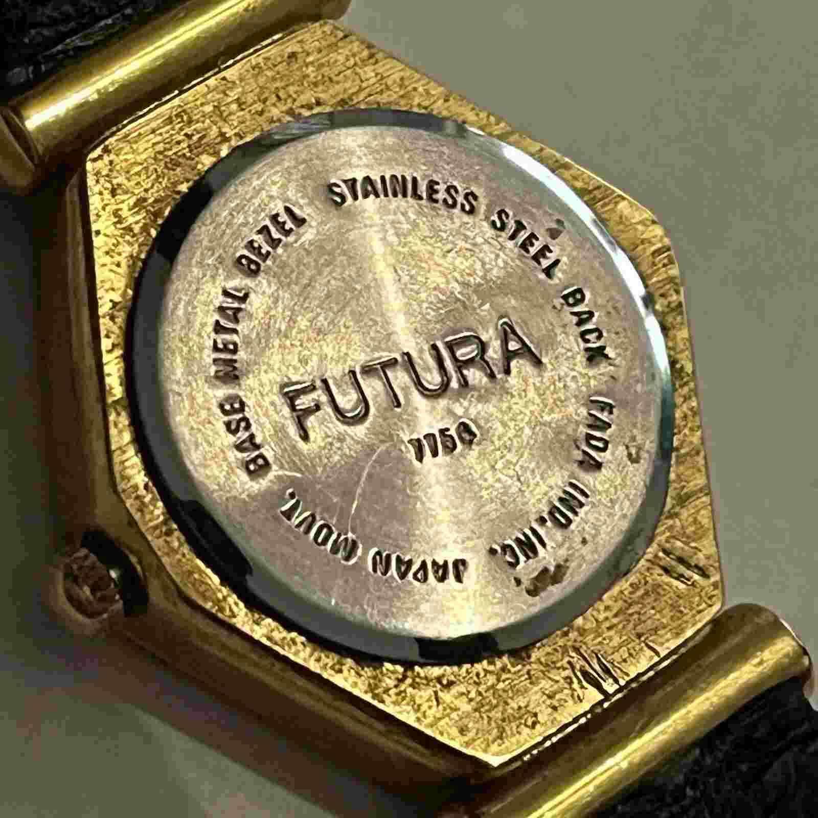 Vintage 80s Watch Futura Women's Watch Trillion Cut CZs Battery Gold Tone