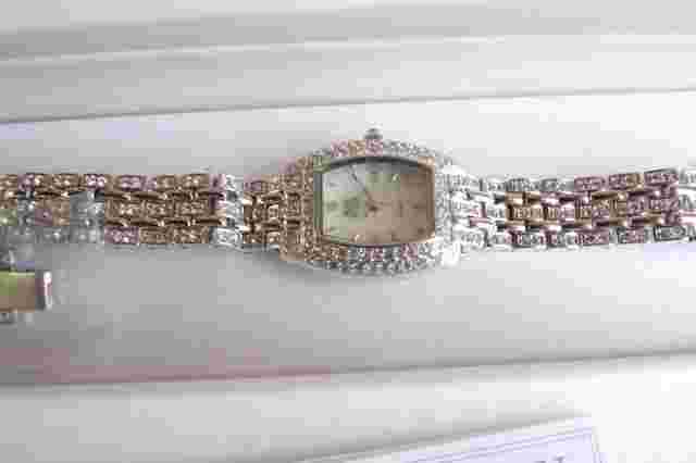Nolan Miller Glamour Collection Silver Tone Clear Crystal Watch Orig Box NEW