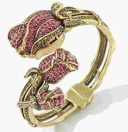 HEIDI DAUS "Climbing Rose" Crystal Hinged Maleficent Cuff Watch M/L  Beautiful!!