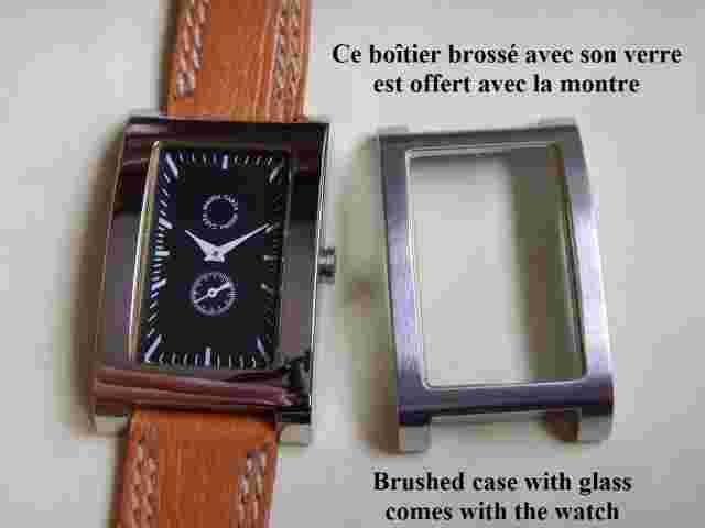 Elegant Magna Carta Tank New Black Steel Dial Brushed Or Polished Case