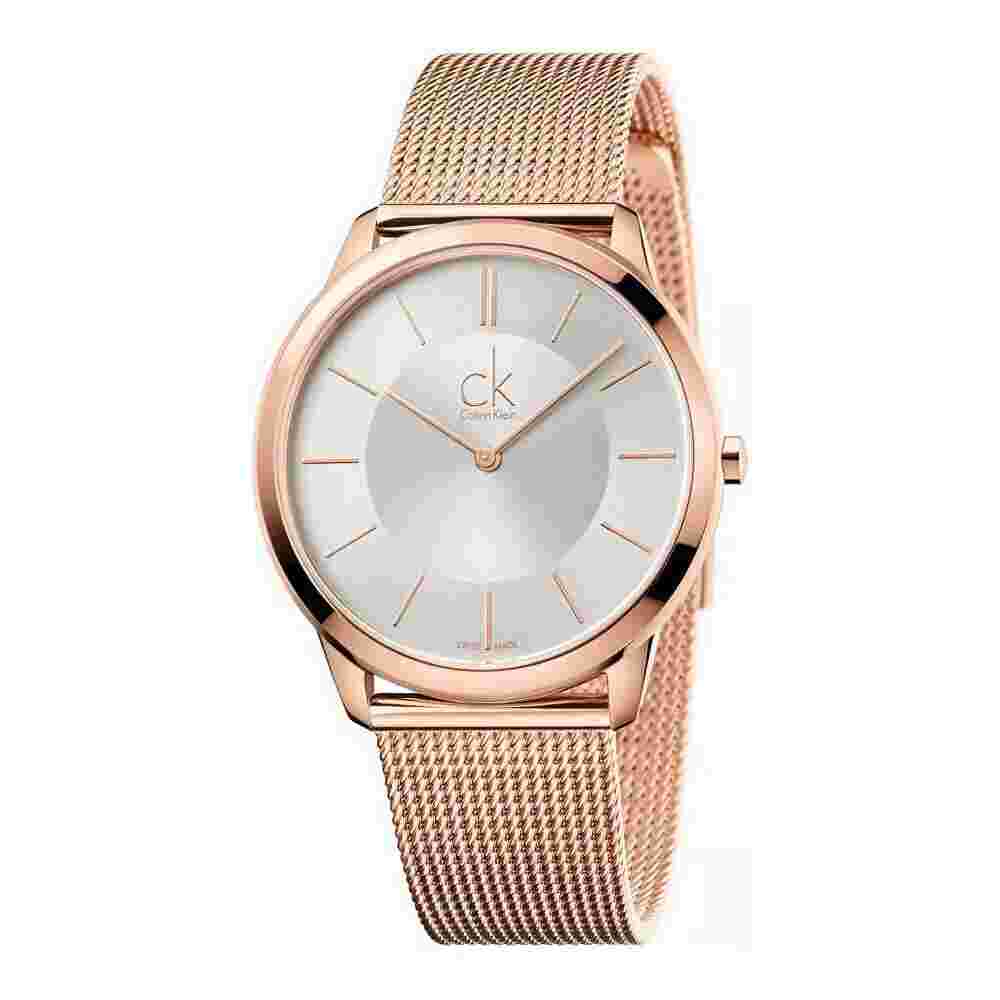 Mens Wristwatch CK CALVIN KLEIN MINIMAL K3M21626 Steel Mesh Gold Rose SWISS MADE