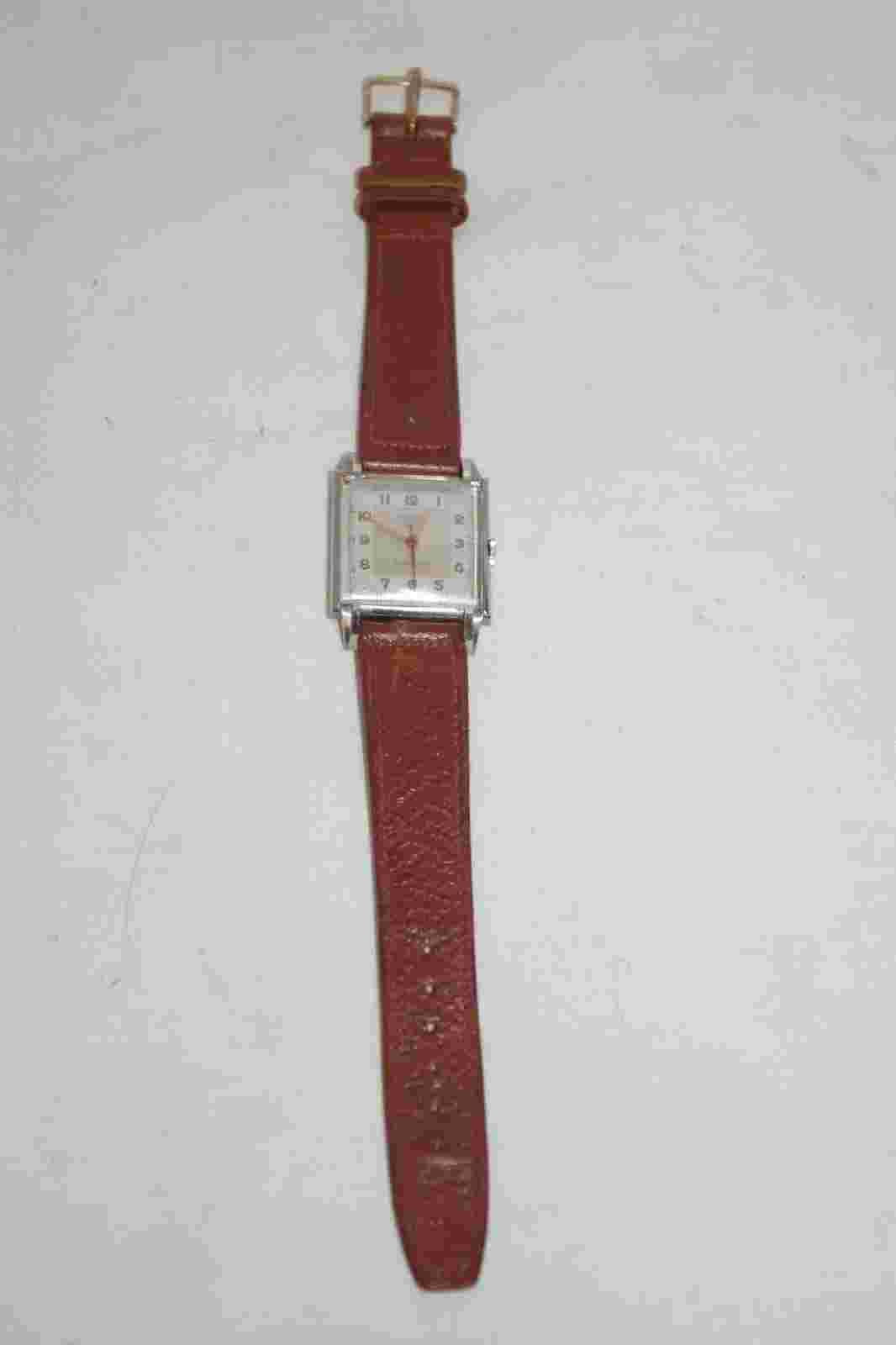 Pronto vintage Tank Watch 1/20 12K band Calfskin Brown Leather 51008