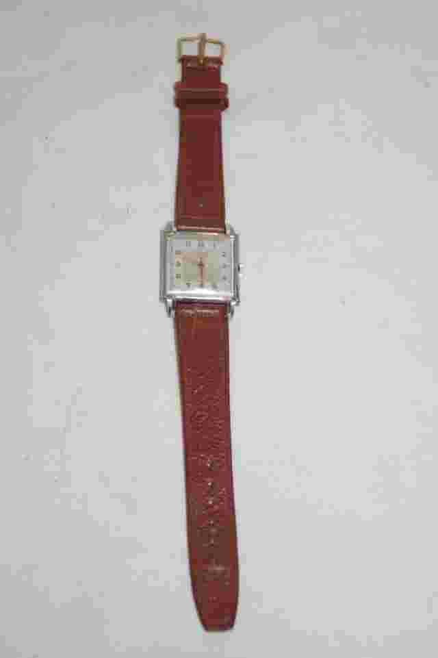 Pronto vintage Tank Watch 1/20 12K band Calfskin Brown Leather 51008