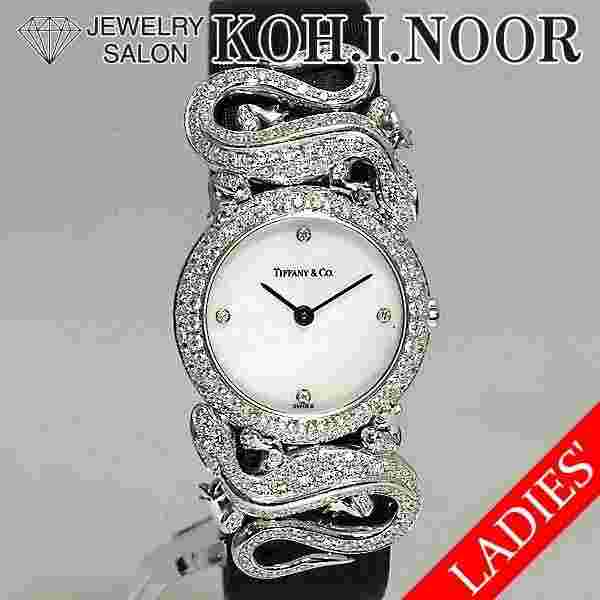 Tiffany Salamander Ladies Watch K18WG White Gold Quartz Diamond 14659625