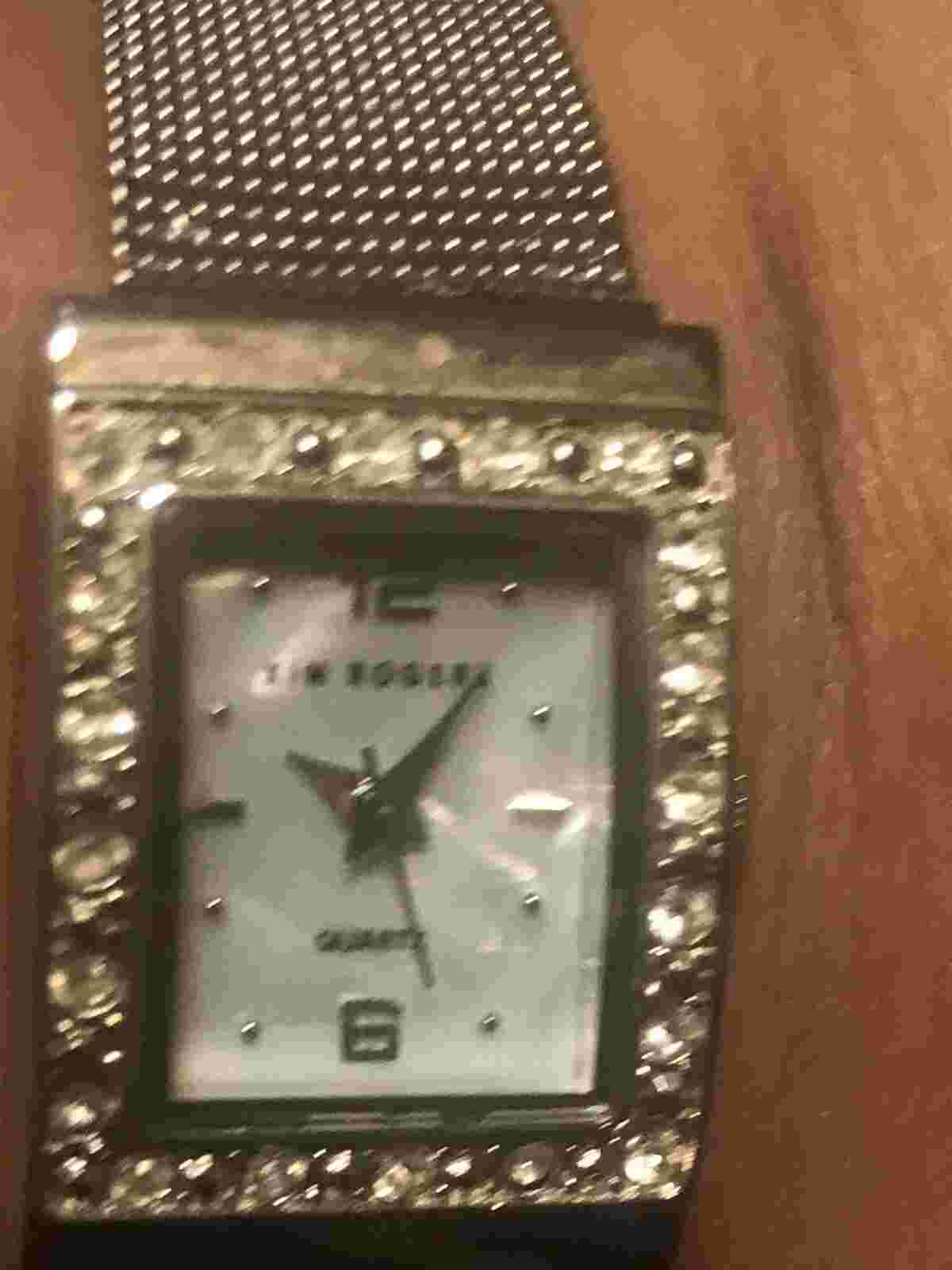 Kim Rogers Watch Silver Tone Mesh Band Case Square  Face Woman's Watch 7.5”