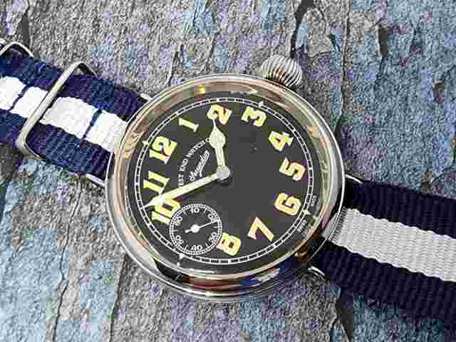 Rare West end watch co., Secundus Black Dial wire lug sub second 3.