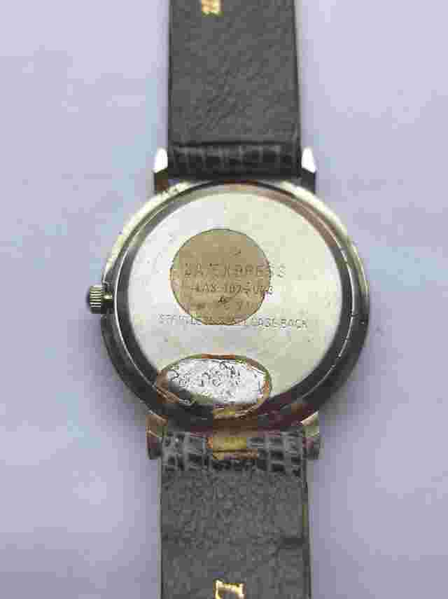 L.A Express West ladies gray lizard calf leather strap quartz watch