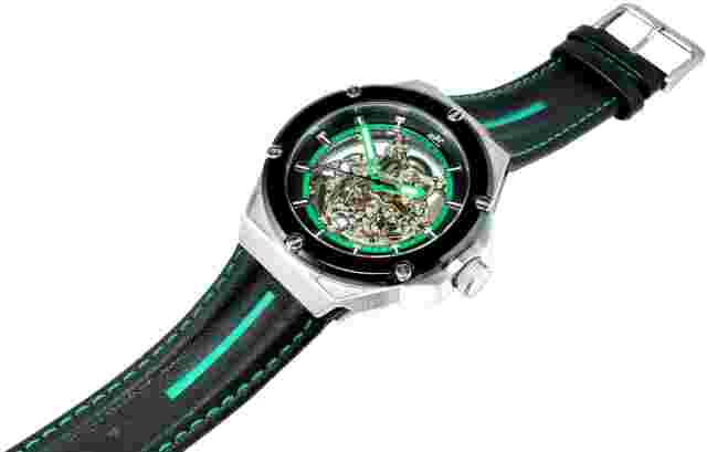 ADEE KAYE Men's AK2240MGN 20-Jewel Automatic Skeleton Dial Stainless Steel Watch