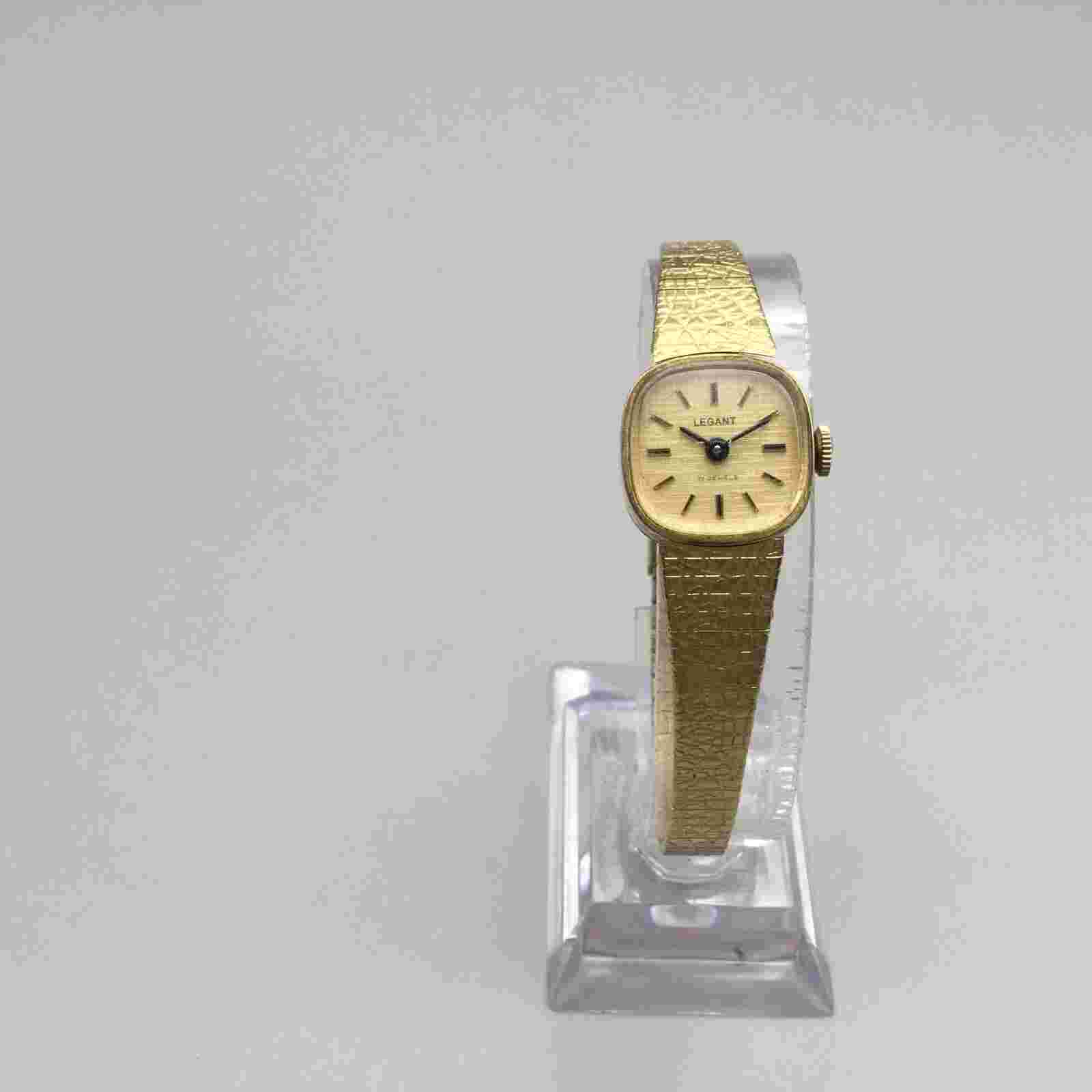 Vintage Le Gant Watch Women 17mm Gold Tone 17 Jewels Square Dial Manual Wind 6"