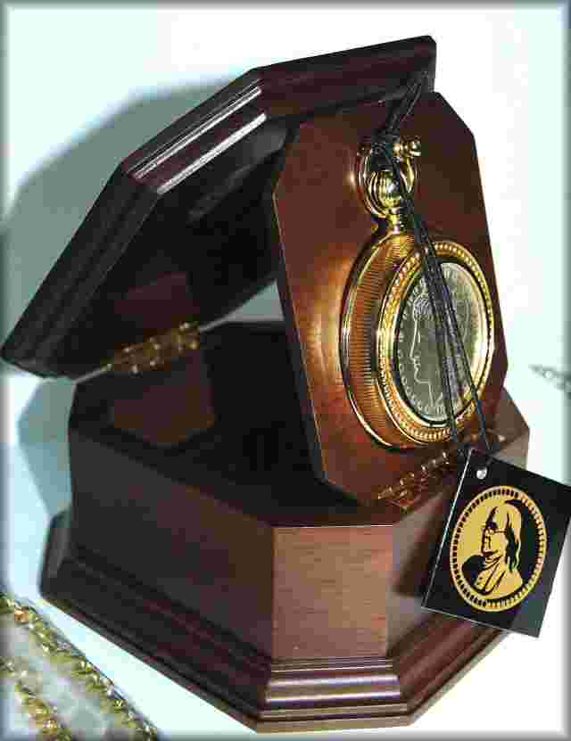 Franklin Mint Silver Morgan Pocket Watch Limited Edition Mint BU Gem 1921 Coin $