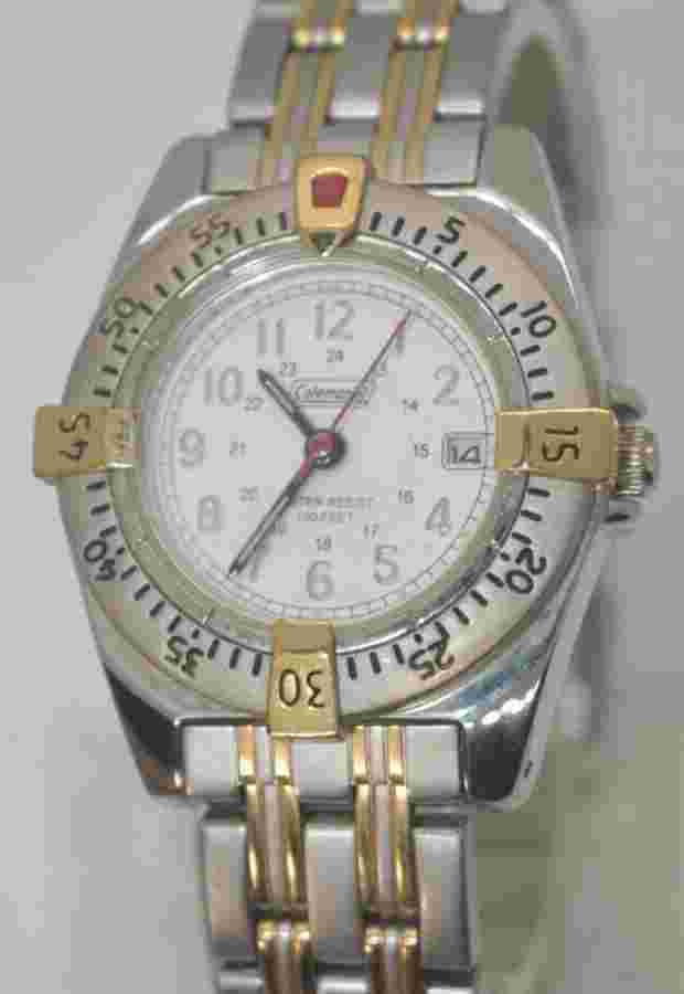 VTG Coleman Watch Women Silver Tone 28mm Date New Battery 100ft W.R **GUARANTEED