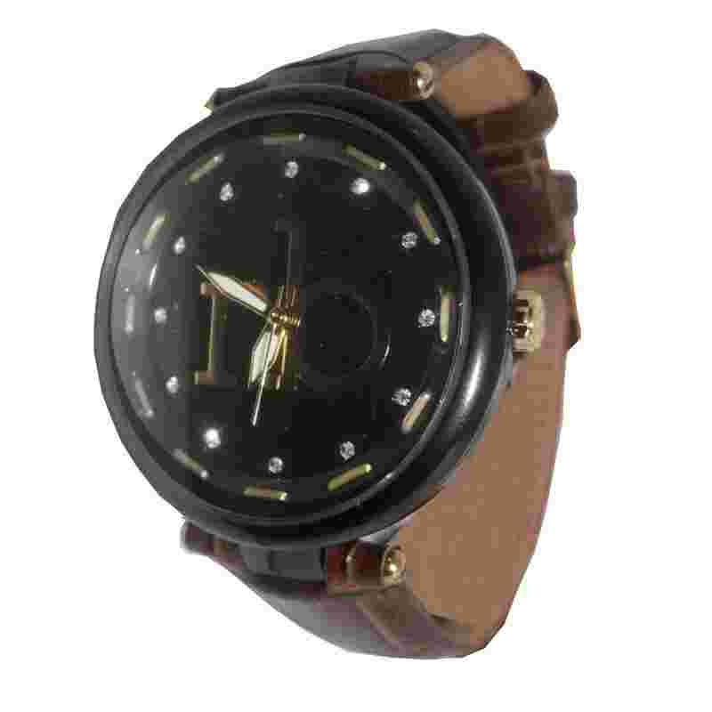 Roccobaroque Unisex Watch W0312GTNBLK Steel Brown Leather Black Gold Steel