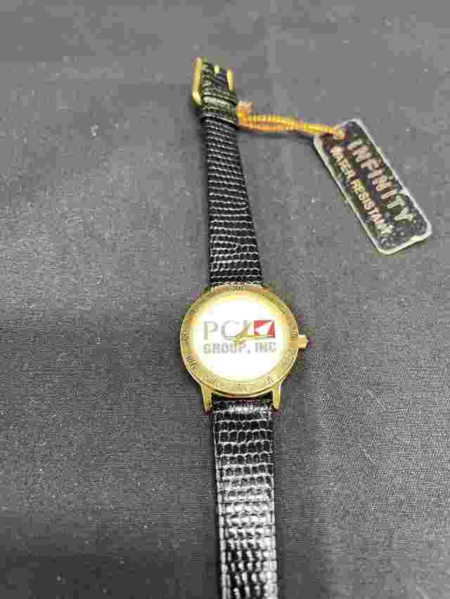 Logo By Infinity 18k Gold Plated Watch  Timepieces Water Resistant Leather Band