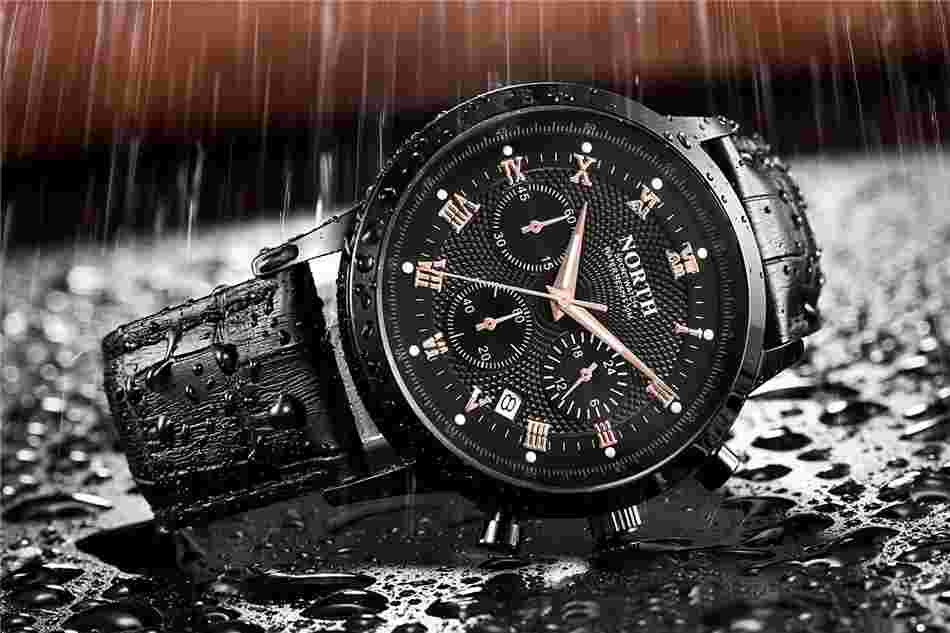 New Men’s North Black & Gold Color Chronograph Luxury Dress Watch