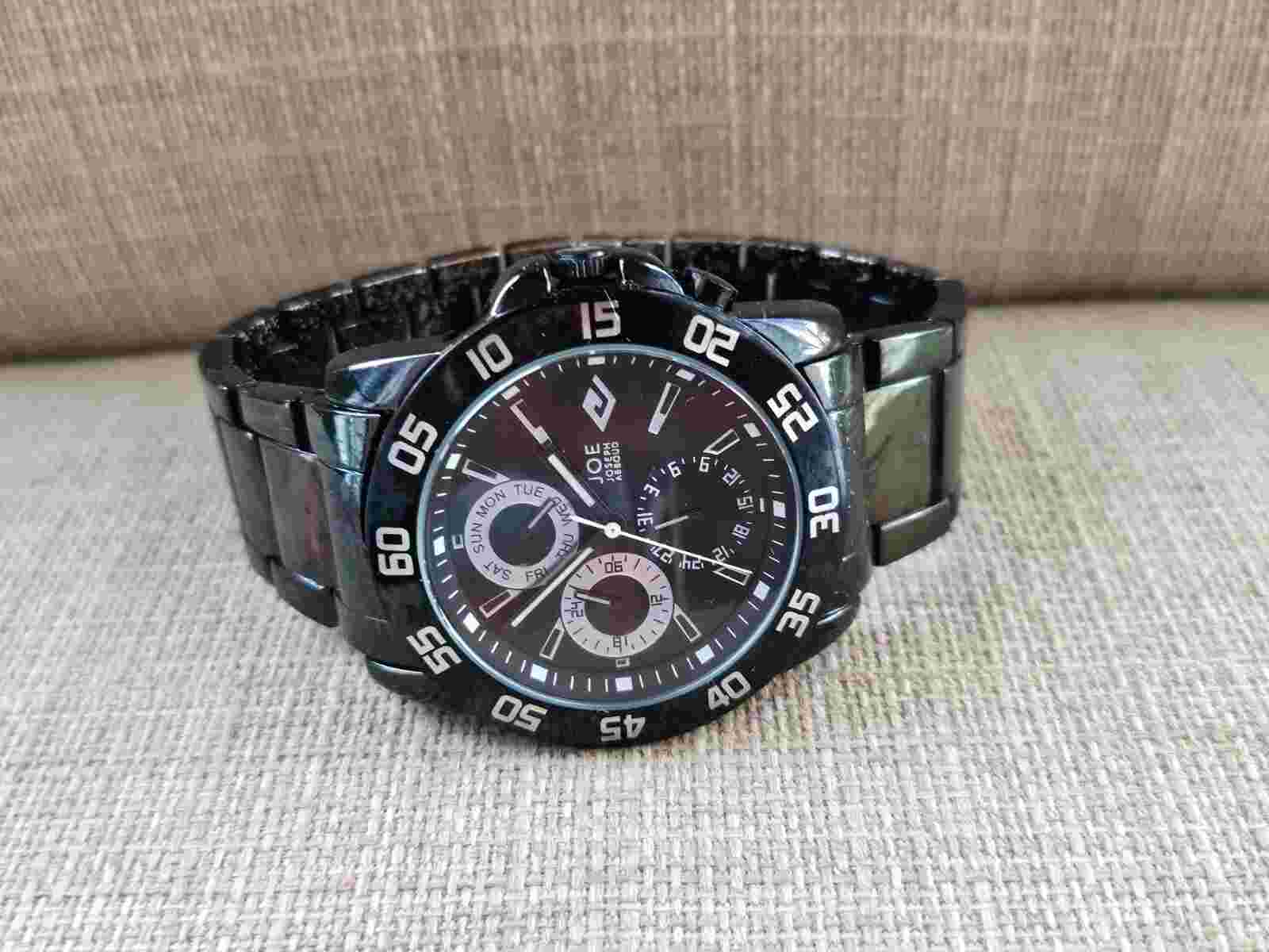 Joe Joseph Abboud Men Wristwatch Black Tone Quartz Day/Date Calendar Watch Bran