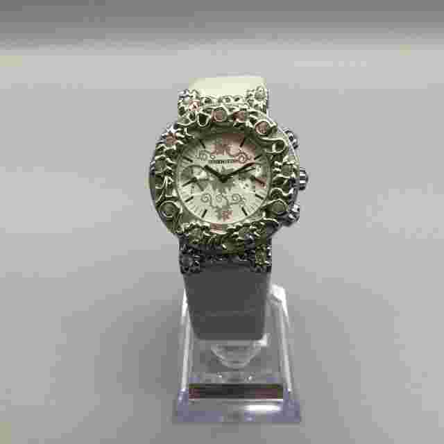 Dyrberg Kern Watch Women 33mm Silver Tone Day Date Leather Floral New Battery