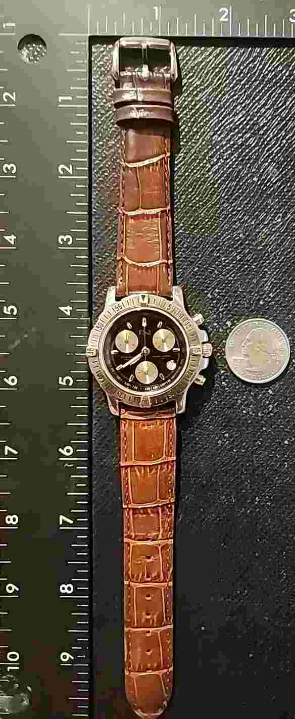 Movado ESQ Swiss Chronograph  Onyx Tone Date Dial Quartz  & New Band.