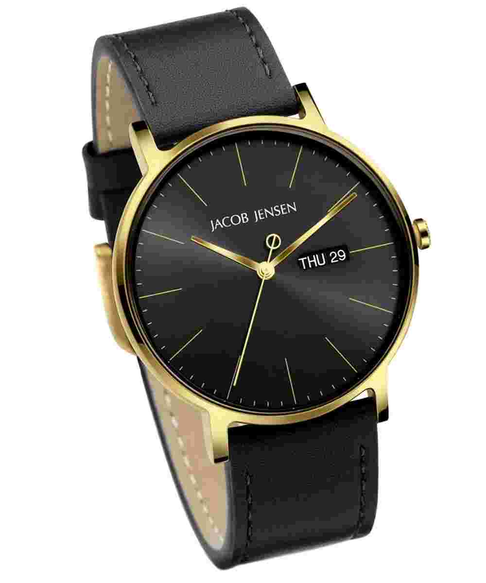 Jacob Jensen Men's Watch Titanium Quartz Black/Gold 165