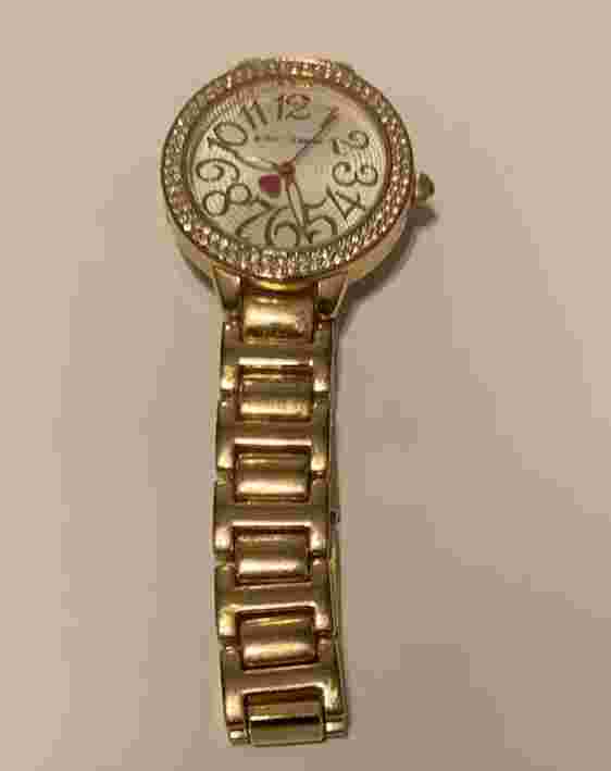 Betsey Johnson Women's BJ00235-02 Rose Gold-Tone Bracelet Watch EUC