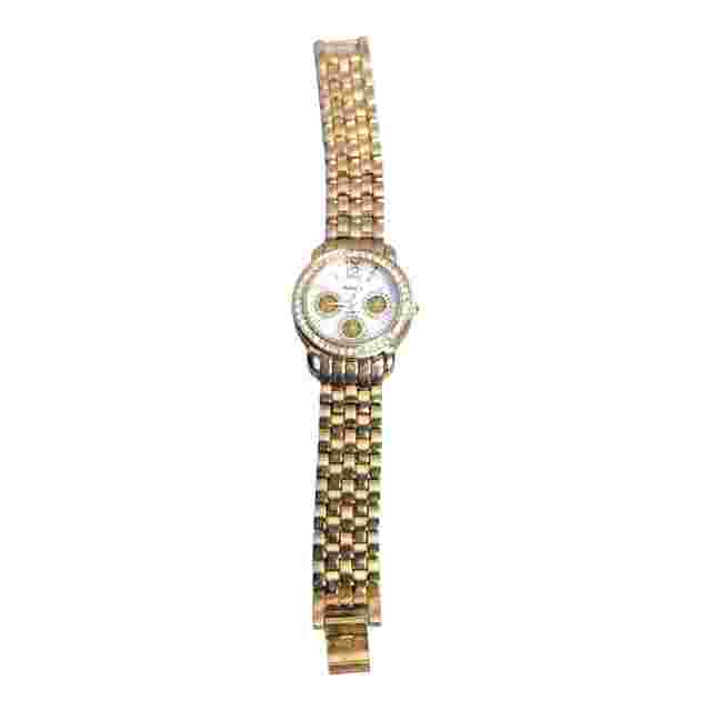 Style & Co Womens Gold Tone Metal Faux Diamond Accented Wrist Watch Jewelry