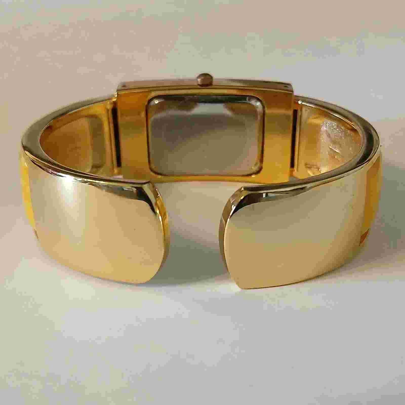 Xavier Women's Gold Tone Faux Gem Accent Quartz Analog Cuff Watch Japan Movt