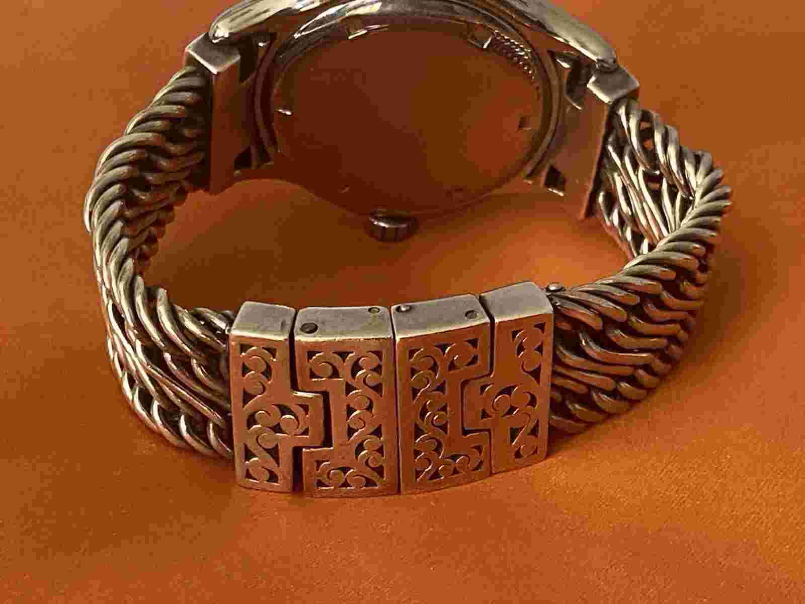 Lois Hill Engraved Scoll XL Round Bezel Watch