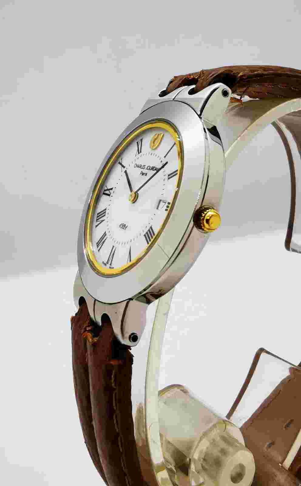 #3 Charles Jourdan Elegant Stainless Steel Date White Dial mens Quartz Watch