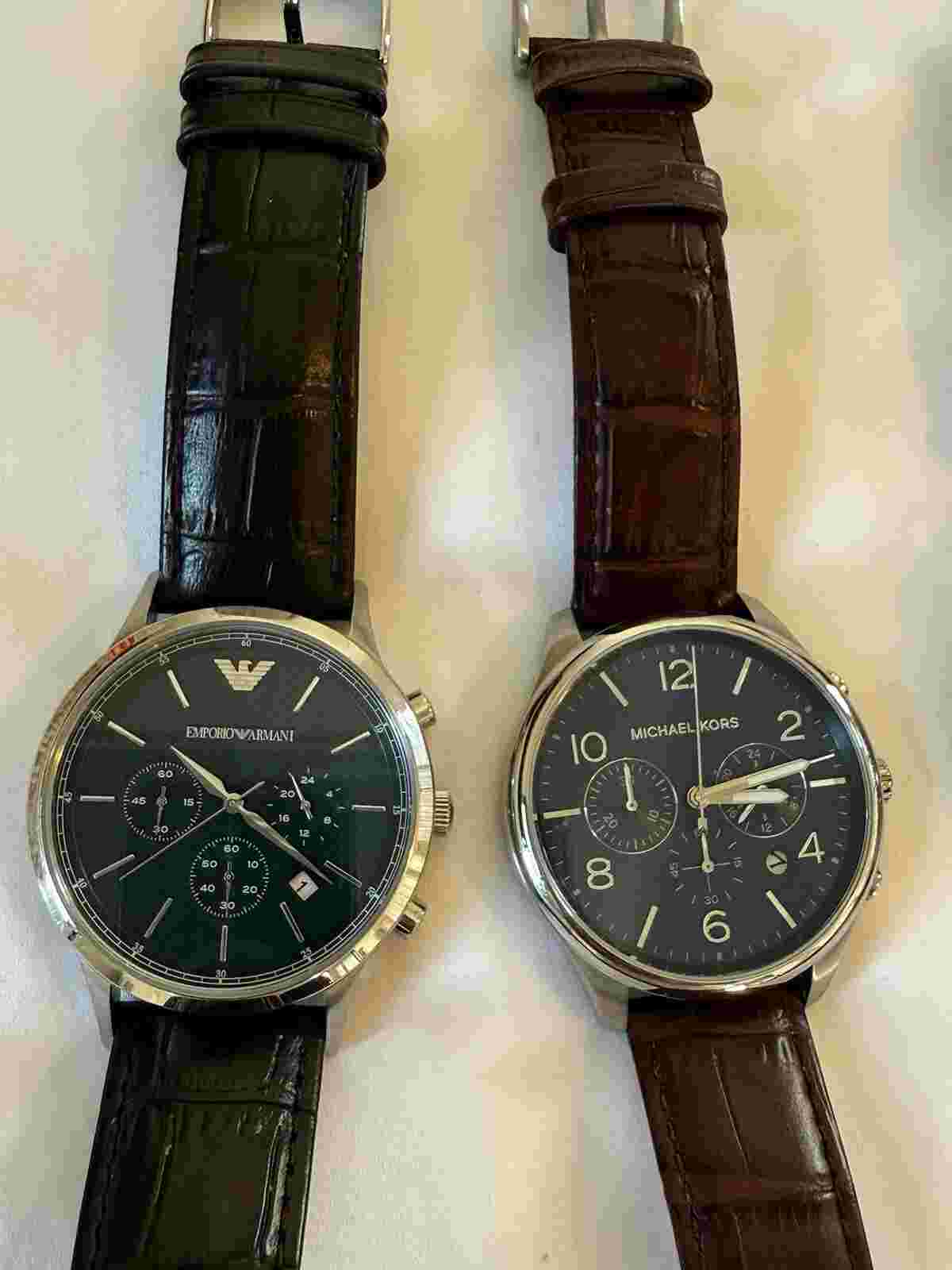 Five  (5) Battery Powered Leather Watches -(new Battery Required)