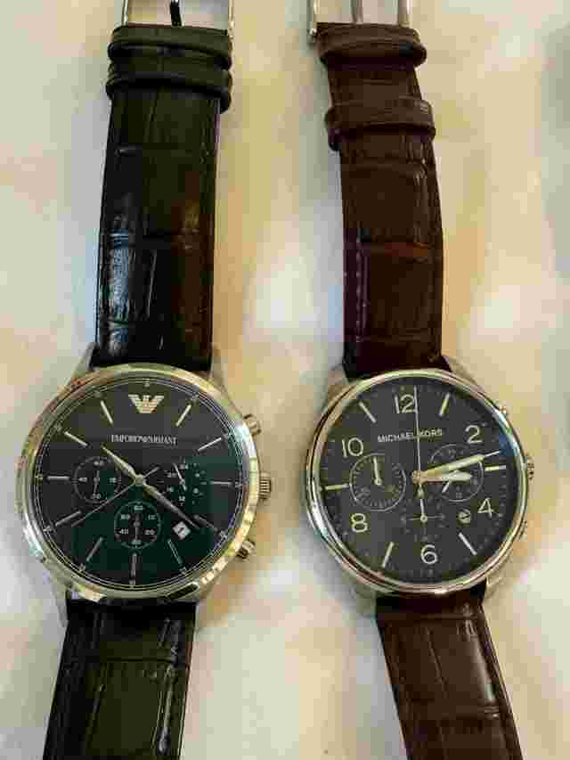 Five  (5) Battery Powered Leather Watches -(new Battery Required)