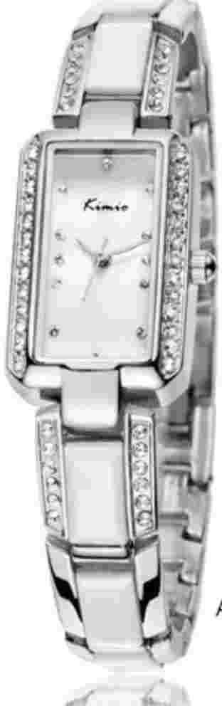 KIMIO Luxury Ceramic Rhinestone Rectangle Ladies Watch