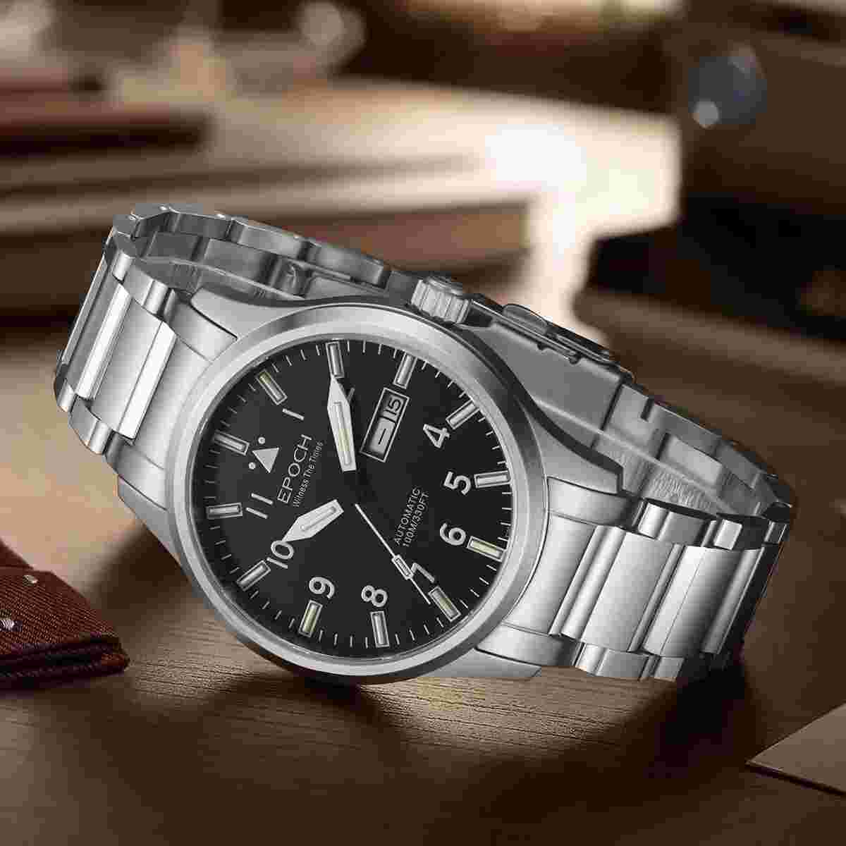 EPOCH Men Automatic Watch 40MM Mechanical Wristwatch Luminous 10ATM Date Week