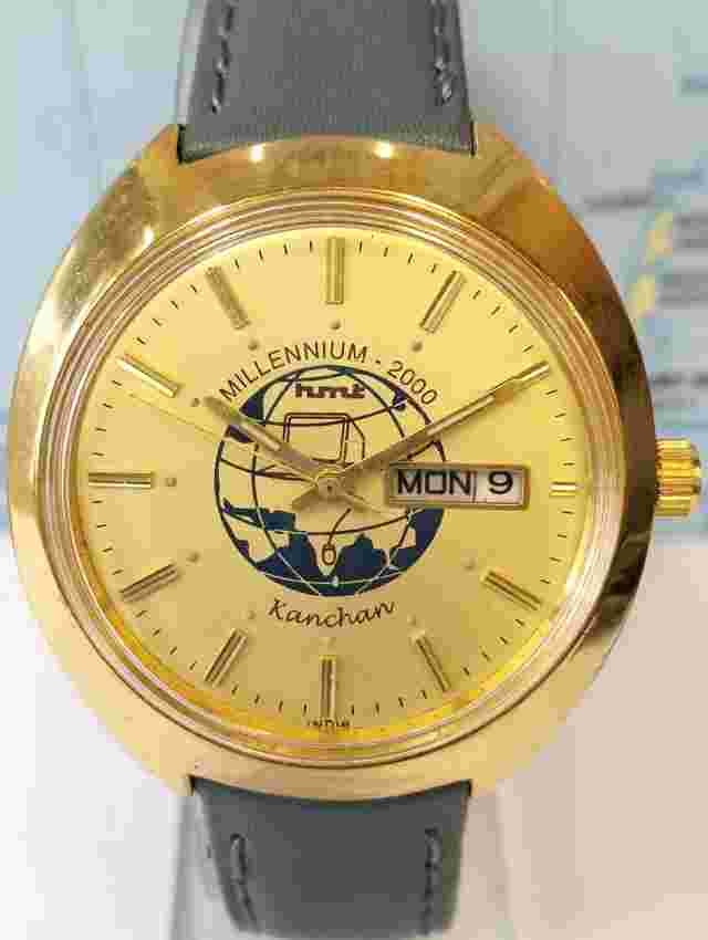 HMT KANCHAN 17 JEWELS WINDING GOLD DIAL 650199 INDIA MEN'S FULL WORKING VINTAGE