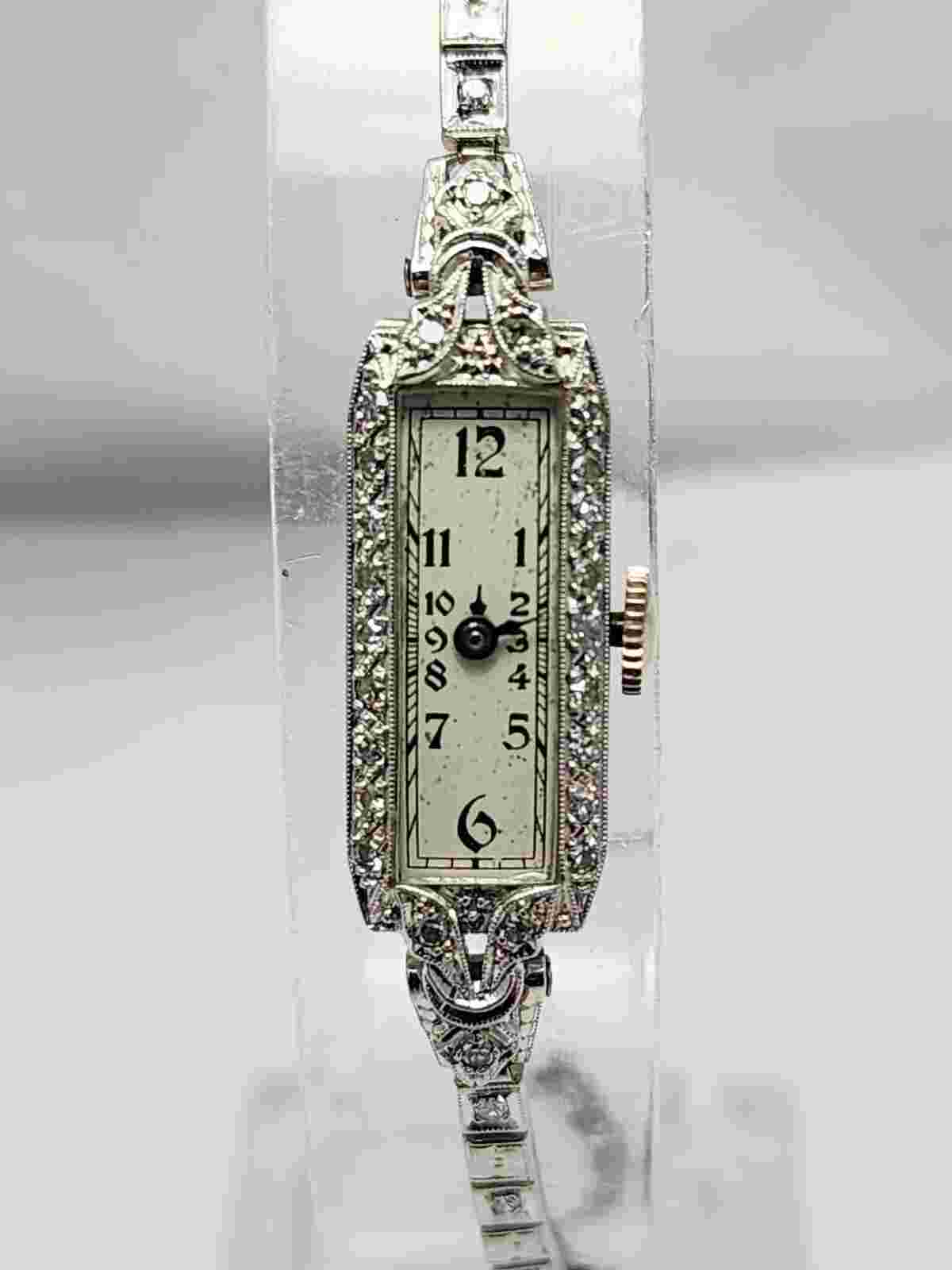 Vintage Nastrix 17 Jewels 900 Platinum Diamond 14K White Gold Mechanical Watch