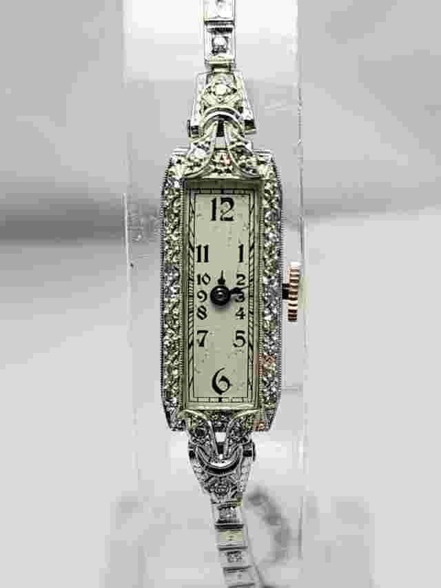 Vintage Nastrix 17 Jewels 900 Platinum Diamond 14K White Gold Mechanical Watch