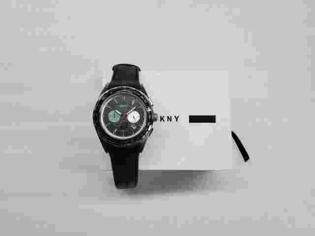 DKNY Men's 46mm Black Leather Band Steel Case Quartz Chronograph Watch NY1488