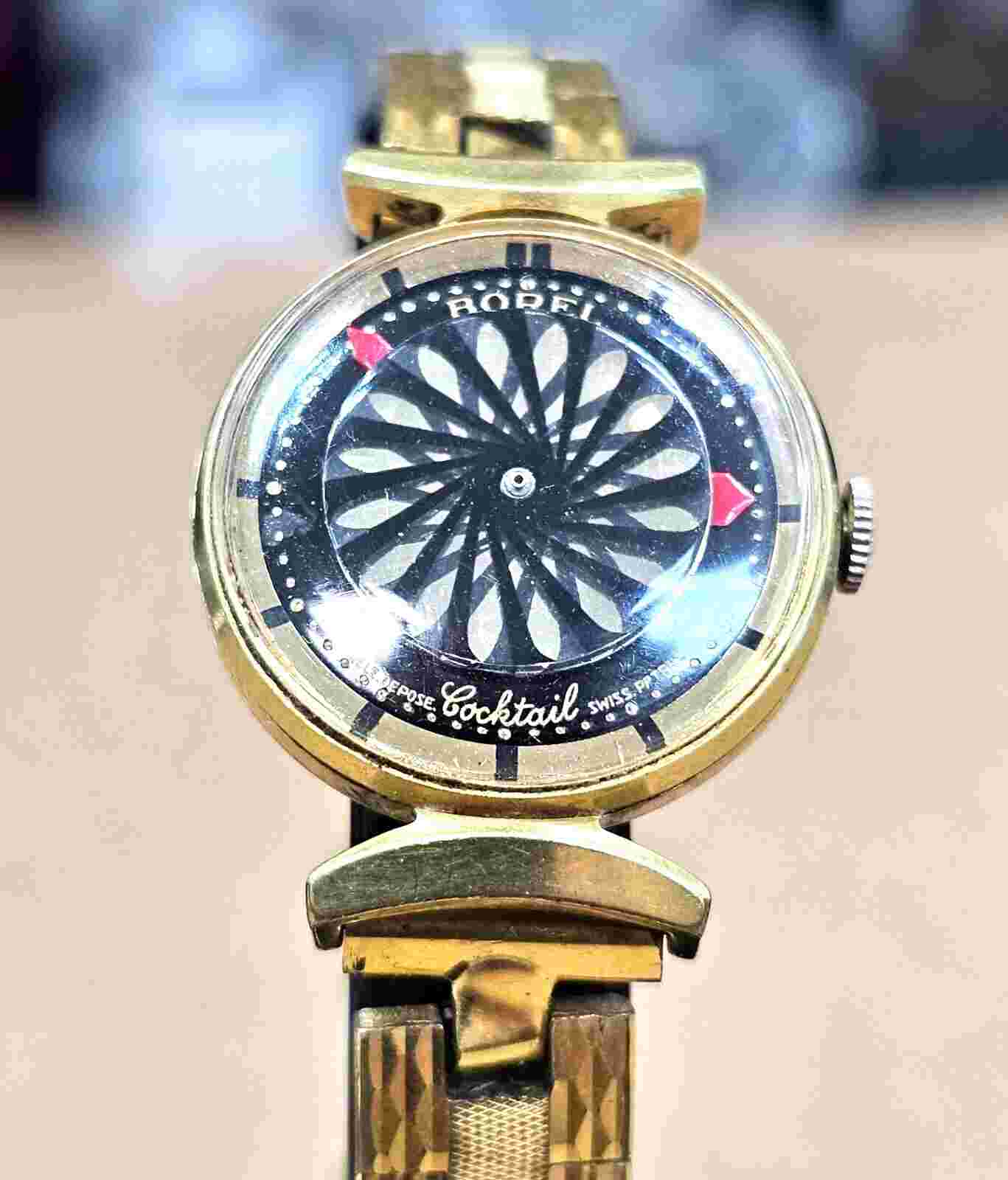 Vintage Borel Kaleidoscope Depose Cocktail 17 Ladies Manual Watch Gold Plated.