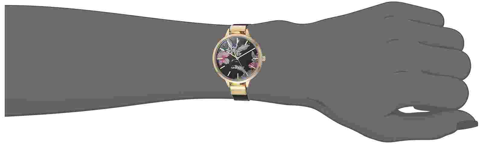 Nine West Women's Japanese Quartz Dress Watch with Faux Leather Strap Black 1...
