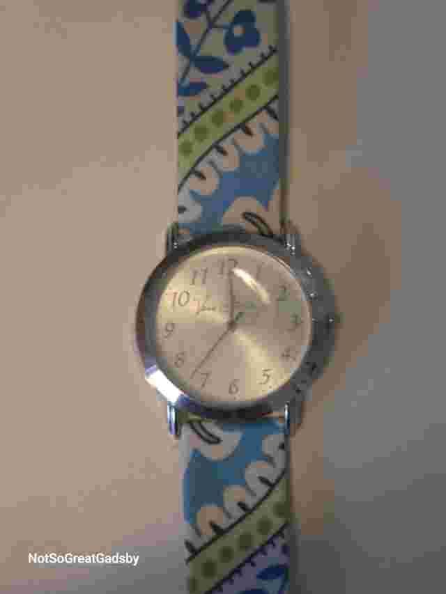 Vera Bradley watch Silver Dial Blue / Green pattern floral NWOT