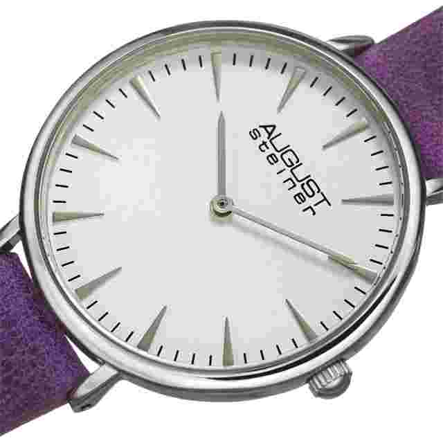 Women's August Steiner AS8187PU Two Hand Quartz Genuine Leather Strap Watch