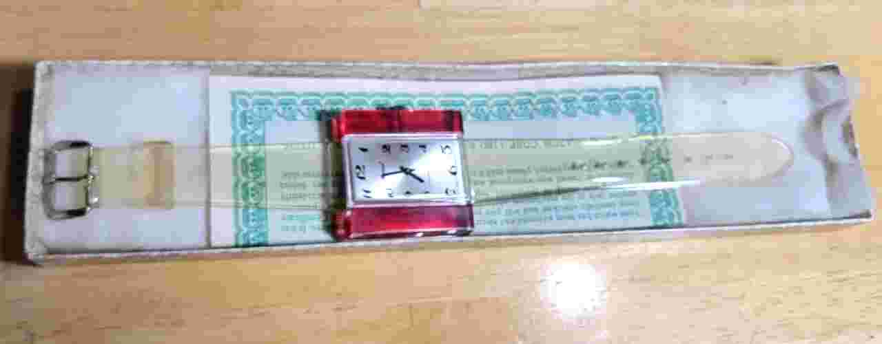 NEEDS BATTERY UNBELIEVABLE FIND 1970S SWISS MARCEL LUCITE WATCH NEVER USED X14/E