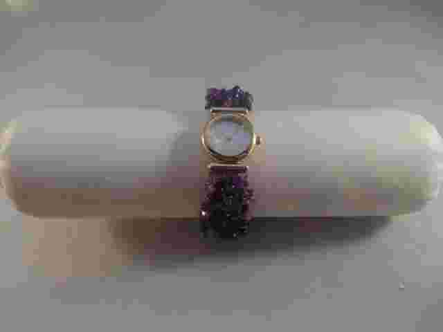 Genuine Amethyst Stretchable Bracelet Watch by Gem Essence  NEW