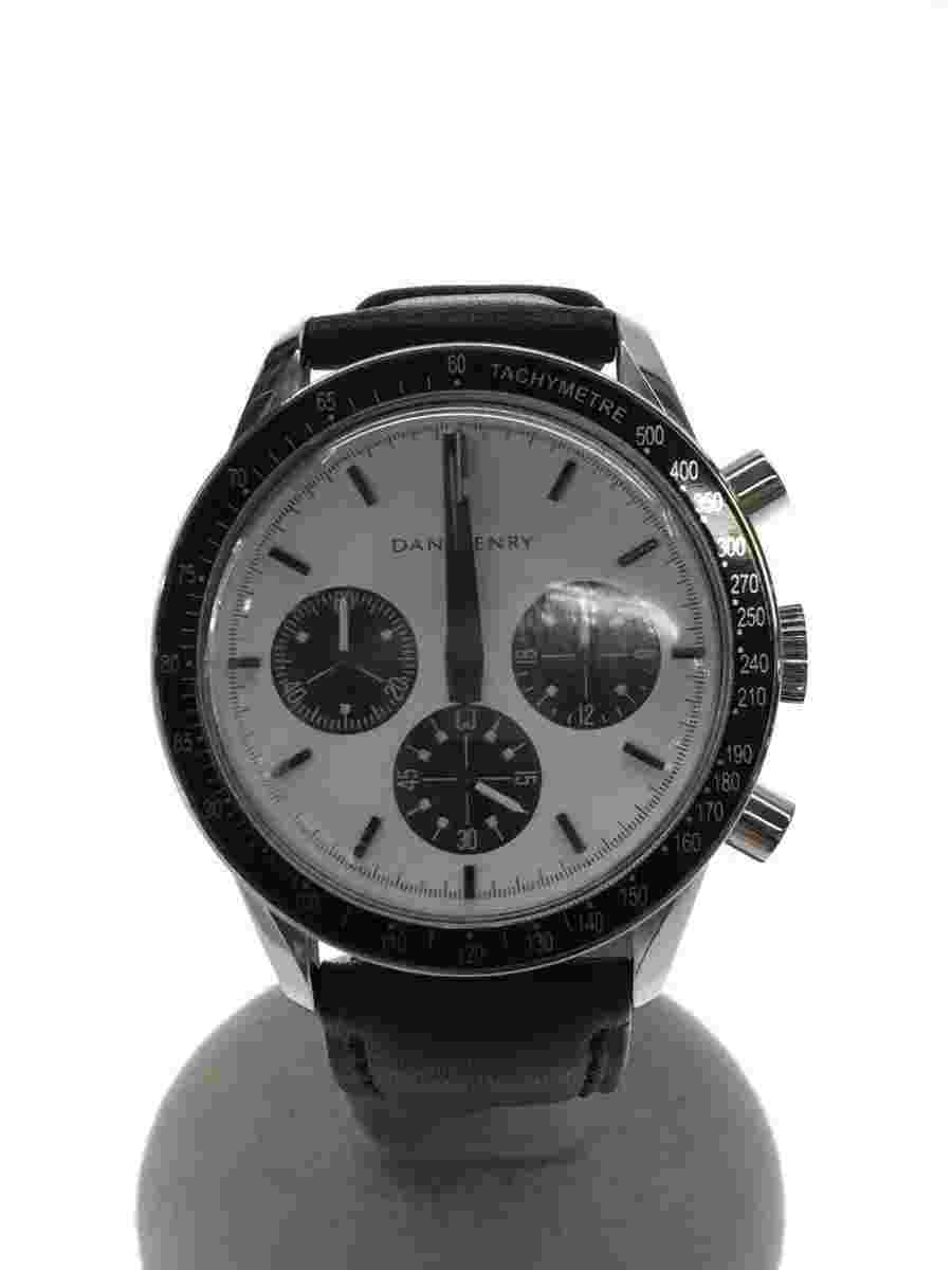 Dan Henry Watch Quartz Analog WHT BLK 1962 Racing Chronograph Stainless Steel