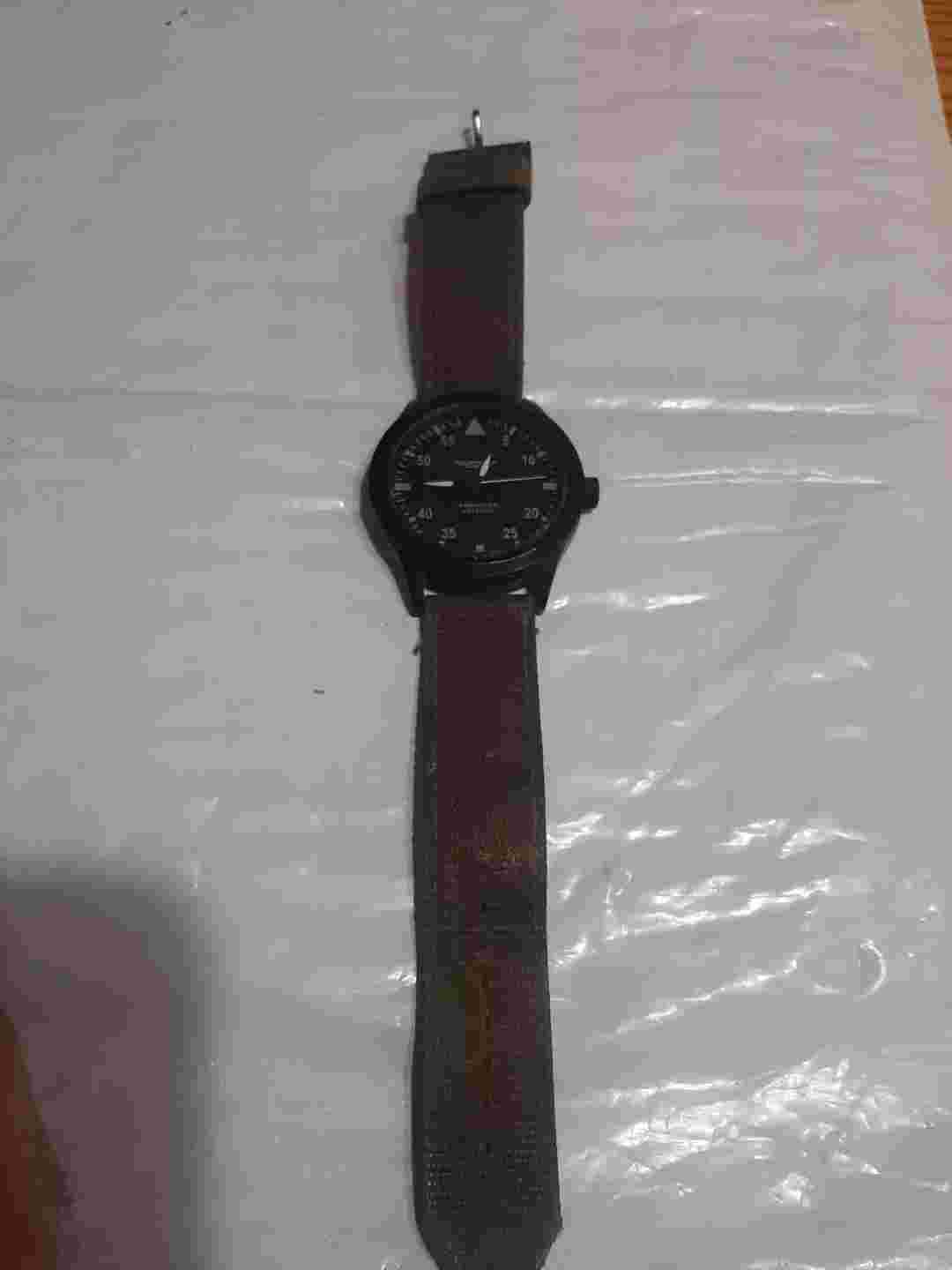 Men's AMERICAN AVIATOR 1945 Field Military Pilot Watch, Black Dial, Green Band!!