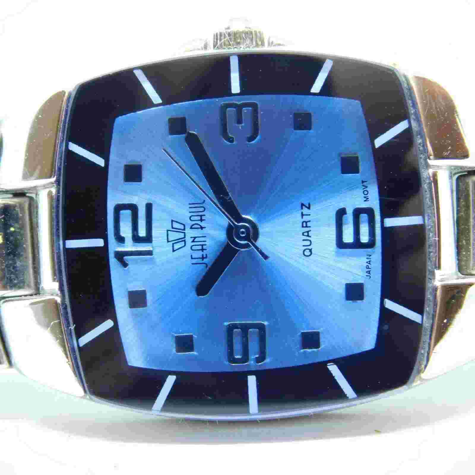 Jean Paul Mineral Glass Crystal Silver Tone Quartz Analog Ladies Watch Sz.5 3/4"