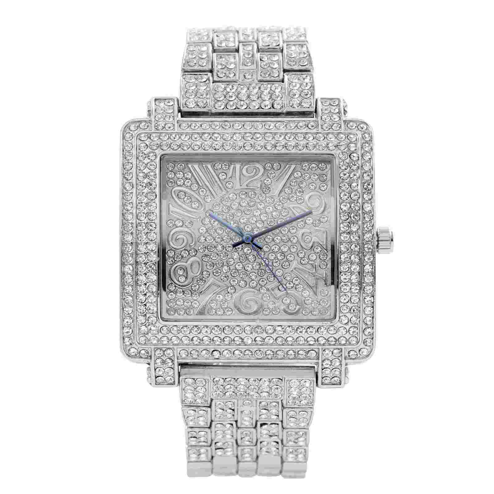 Charles Raymond Blinged Out Mens Hip Hop Roman Numeral Dial Watch - ST10246