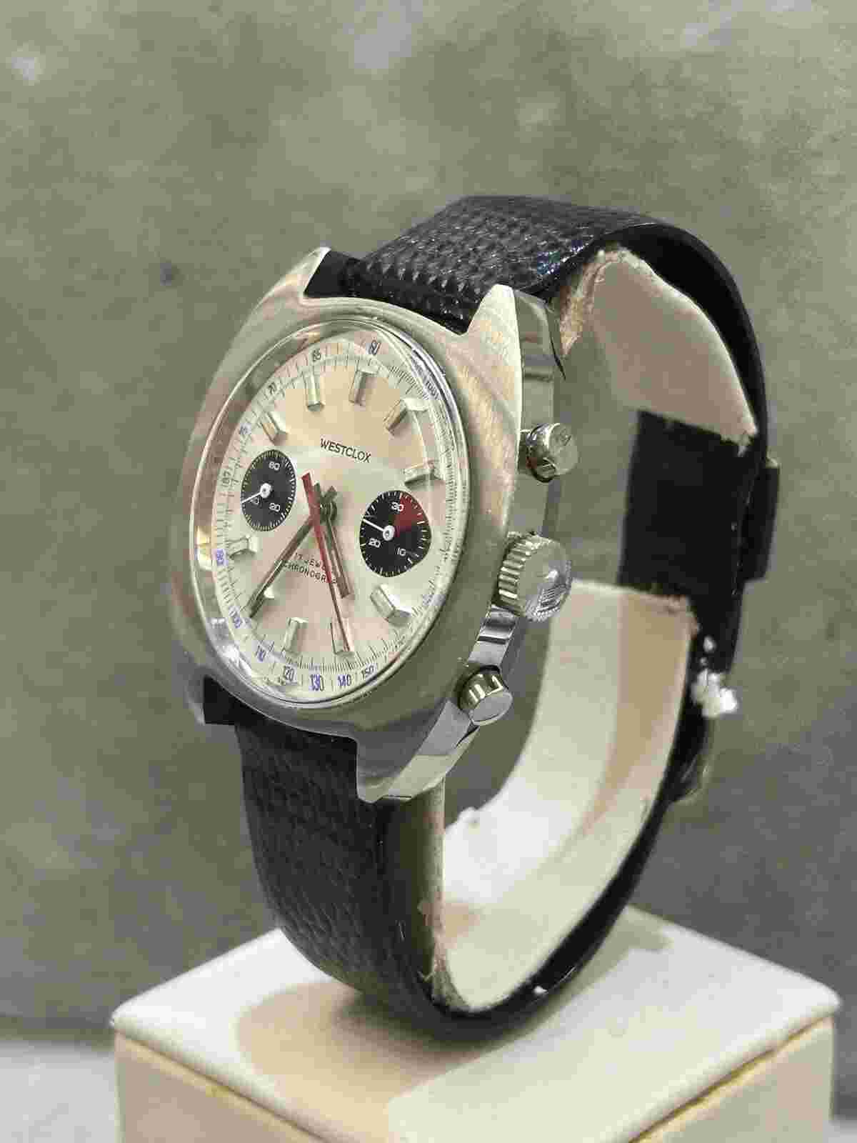 Vintage Westclox Jumbo 40mm Panda Dial Valjoux 7733 Stainless Steel Chronograph