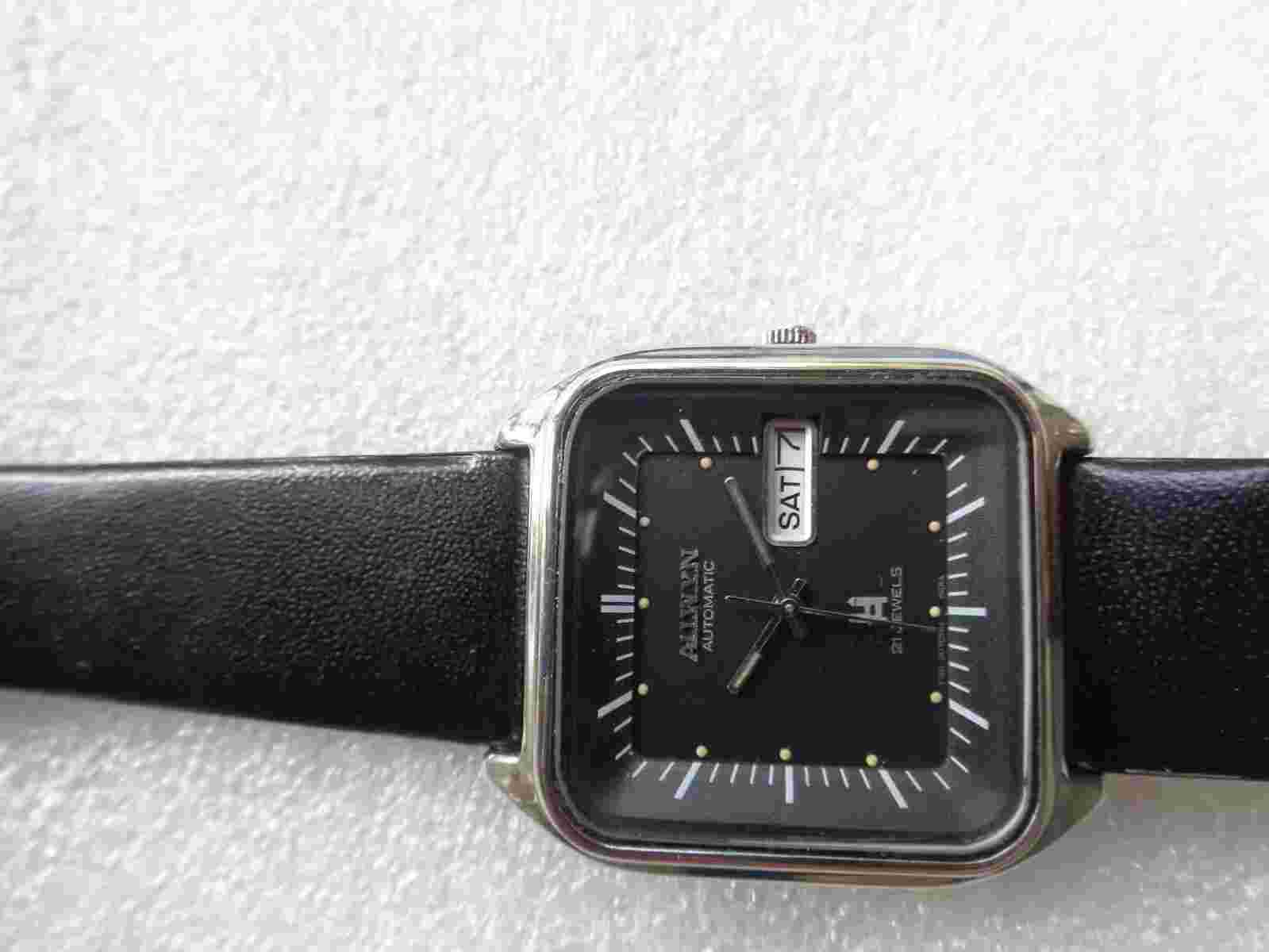 RARE VINTAGE SS INDIA ALLWYN BLACK DIAL MEN'S AUTOMATIC WRISTWATCH