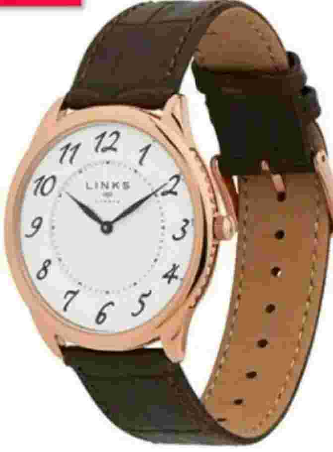Links of London Narrative Mens Watch Water Resistant Rose Gold Brown Leathe